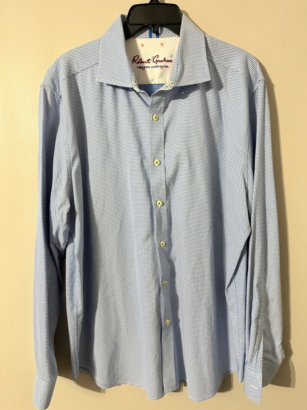 Robert Graham Blue & White Button Down Shirt Modern American Sz 2XL